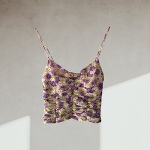 NEW! Runched Floral crop tank by Zara Sz S - NWT